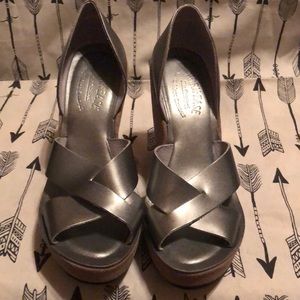Korkease silver platform sandals NWOT